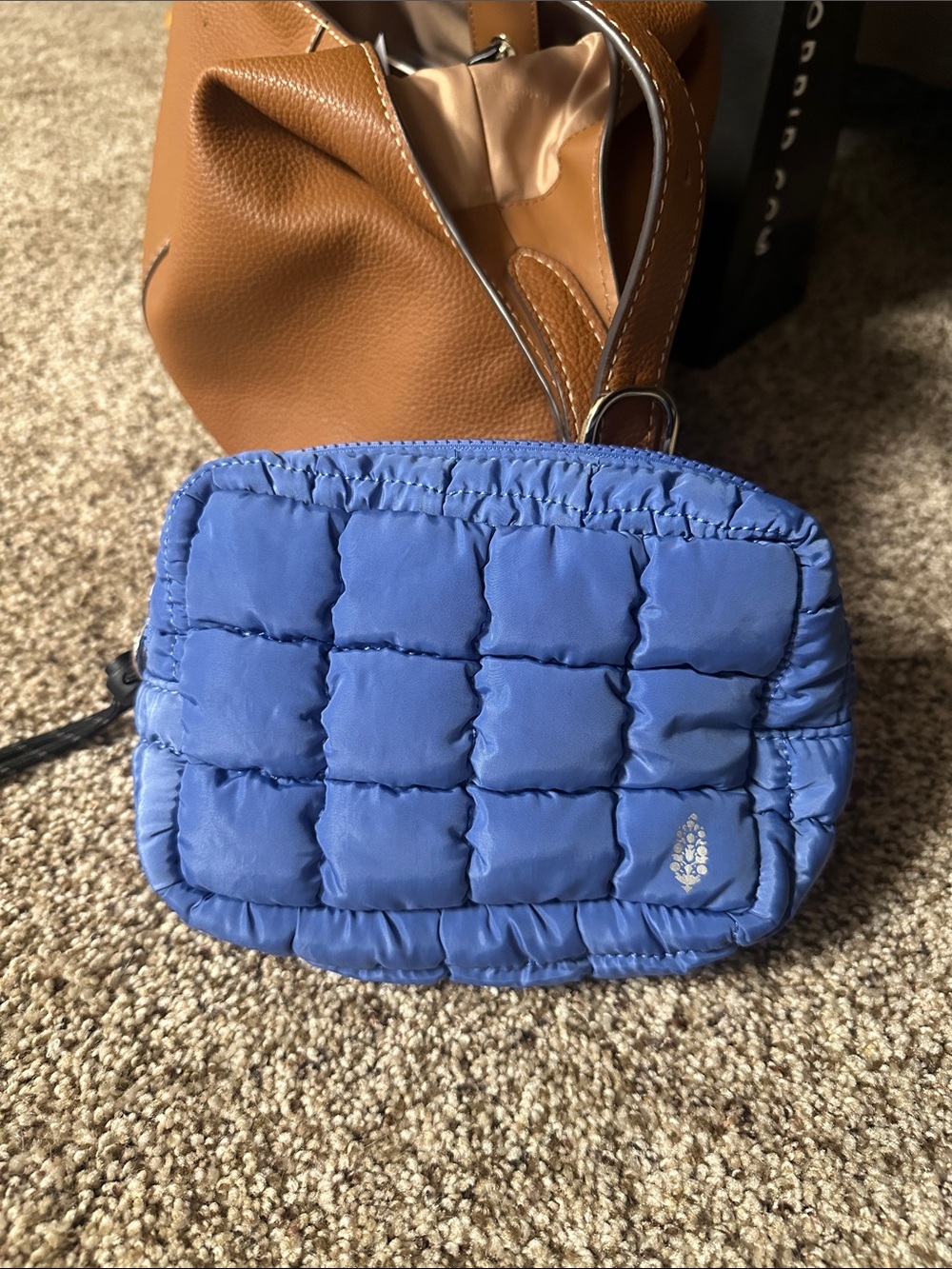 Free People Quilted Blue Puffer Bag